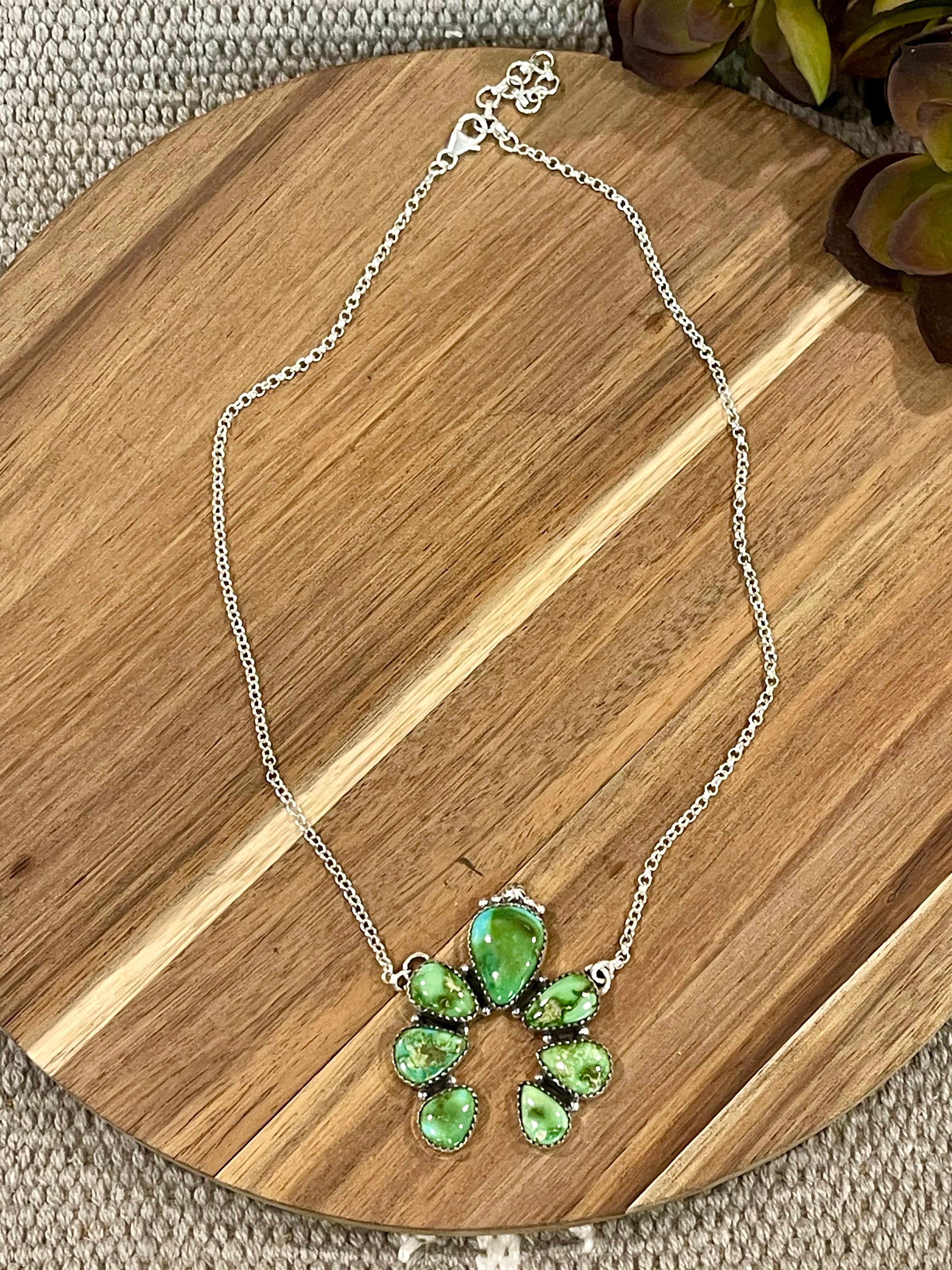 Handmade Sterling Silver & Sonoran Mountain Turquoise Naja Cluster Necklace